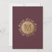 Invitation Élégant Mariage floral marsala rouge de Bourgogne (Dos)