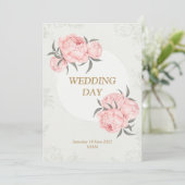 Invitation Élégant Mariage floral moderne de pivoine rose (Debout devant)