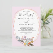 Invitation Elégant Mariage floral neutre | Gold F (Debout devant)