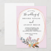 Invitation Elégant Mariage floral neutre | Gold F (Devant / Derrière)