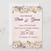 Invitation Élégant Mariage Floral Or (Devant)
