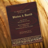 Invitation Élégant Mariage floral or de Bourgogne