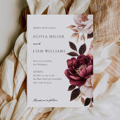 Invitation Élégant Mariage floral or de Bourgogne