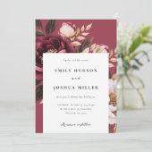Invitation Élégant Mariage floral or de Bourgogne (Debout devant)