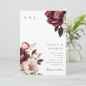 Invitation Élégant Mariage floral or de Bourgogne (Debout devant)