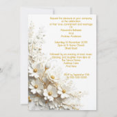 Invitation Elégant mariage Floral Or Fleurs blanches (Dos)