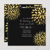Invitation Élégant Mariage Floral Or Moderne (Devant / Derrière)