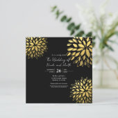 Invitation Élégant Mariage Floral Or Moderne (Debout devant)