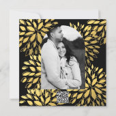 Invitation Élégant Mariage Floral Or Moderne (Dos)