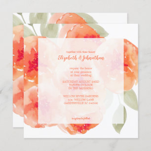 Invitation Élégant Mariage floral Peach Peonies