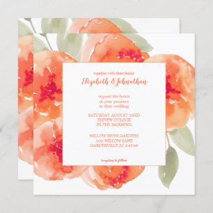 Invitation Élégant Mariage floral Peach Peonies