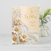 Invitation Elégant Mariage Floral Pêche Crème Fleurs blanches (Debout devant)