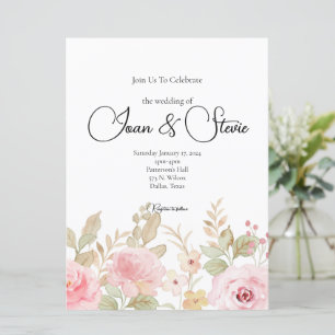 Invitation Élégant Mariage Floral Personnalisé