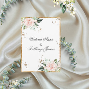 Invitation Élégant Mariage Floral Pink Gold Script