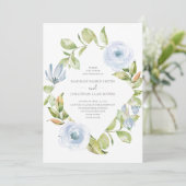 Invitation Élégant Mariage Floral Ressort Diamant Dusty Bleu (Debout devant)