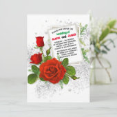 Invitation Élégant Mariage floral romantique Rose rouge (Debout devant)