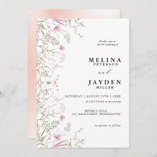 Invitation Élégant Mariage floral rose