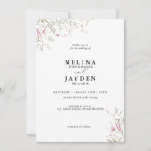 Invitation Élégant Mariage floral rose (Devant)