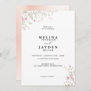 Invitation Élégant Mariage floral rose