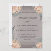 Invitation Élégant Mariage floral rose argent romantique Invi (Dos)