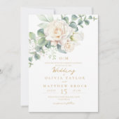 Invitation Élégant Mariage floral rose blanche (Devant)