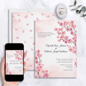 Invitation Élégant Mariage floral rose cerise