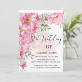 Invitation Elégant Mariage floral rose clair (Debout devant)