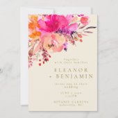 Invitation Elégant Mariage floral rose clair (Devant)
