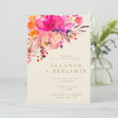 Invitation Elégant Mariage floral rose clair (Debout devant)