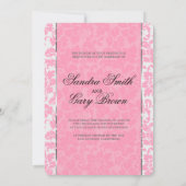 Invitation Élégant Mariage Floral rose et blanc Damas (Dos)