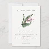 Invitation Élégant Mariage floral rose feuillu vert minimal (Devant)
