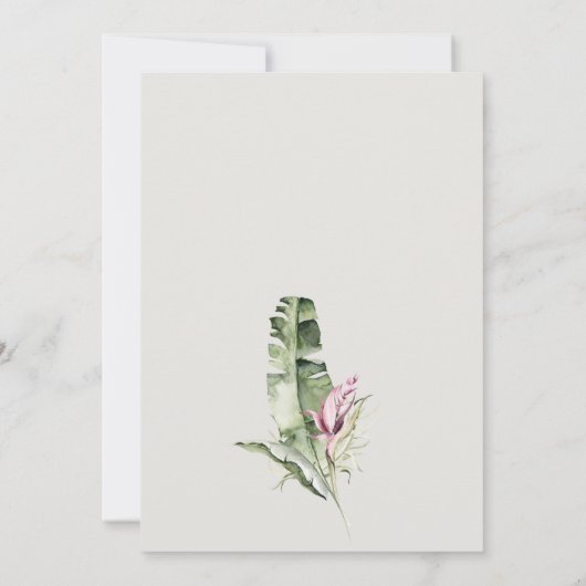 Invitation Élégant Mariage floral rose feuillu vert minimal (Dos)