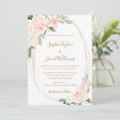 Invitation Élégant Mariage floral rose pâle (Debout devant)