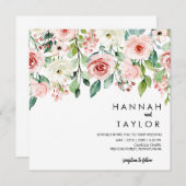 Invitation Élégant Mariage floral rose pâle (Devant / Derrière)