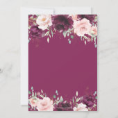 Invitation Élégant Mariage floral rose pâle à framboise foncé (Dos)