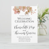 Invitation Elégant mariage floral rose pastel (Debout devant)