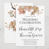 Invitation Elégant mariage floral rose pastel (Devant / Derrière)