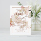 Invitation Elégant mariage floral rose pastel (Debout devant)