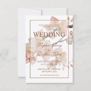 Invitation Elégant mariage floral rose pastel