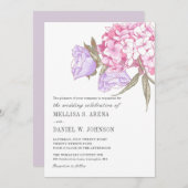 Invitation Élégant Mariage floral rose pourpre (Devant / Derrière)