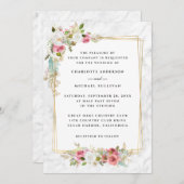 Invitation Elégant Mariage floral rose romantique (Devant / Derrière)