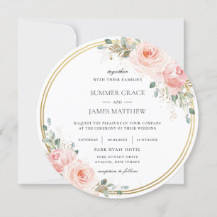 Invitation Élégant Mariage floral rose rose rose