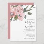 Invitation Élégant Mariage Floral Rose Rose Rose Dusty modern (Devant / Derrière)