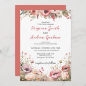 Invitation Élégant Mariage Floral Rose Rose Rose Dusty modern (Devant / Derrière)