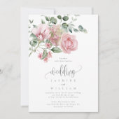Invitation Élégant Mariage Floral Rose Rose Rose Dusty modern (Devant)