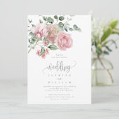 Invitation Élégant Mariage Floral Rose Rose Rose Dusty modern (Debout devant)
