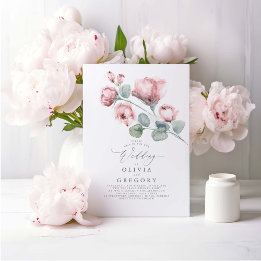 Invitation Élégant Mariage Floral Rose Rose Rose Dusty modern