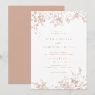 Invitation Elégant mariage floral rose rose Vintage