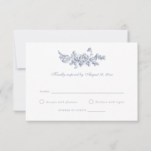 Invitation Elégant mariage floral Rose Vintage RSVP (Devant)