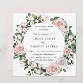 Invitation Élégant Mariage floral rose violet rose (Devant / Derrière)